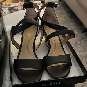 Talbots Navy Heels with Crisscross Straps